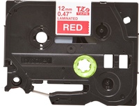 Brother TZe-435 szalag, 12mm × 8m, laminált - piros háttér, fehér felirat