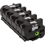 Brother HGe-261V5 szalag, 36mm × 8m, laminált, 5 db-os csomag - fehér háttér, fekete felirat