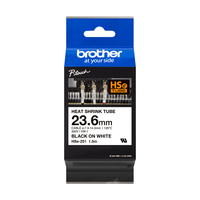 Brother Bontott csomagolású Brother HSe szalag, 23,6mm × 1,5m, laminált - fehér háttér, fekete felirat
