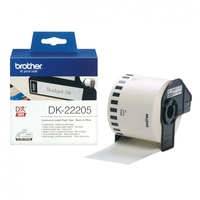 Brother DK-22205 öntapadós papírtekercs, 62mm×30,48m - fehér háttér, fekete felirat